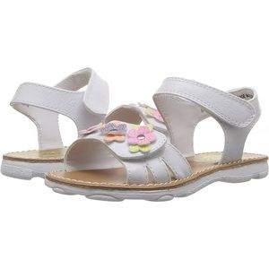 Rachel Shoes Girls Mariah Sandals White Multicolor Glitter Flowers Size 10